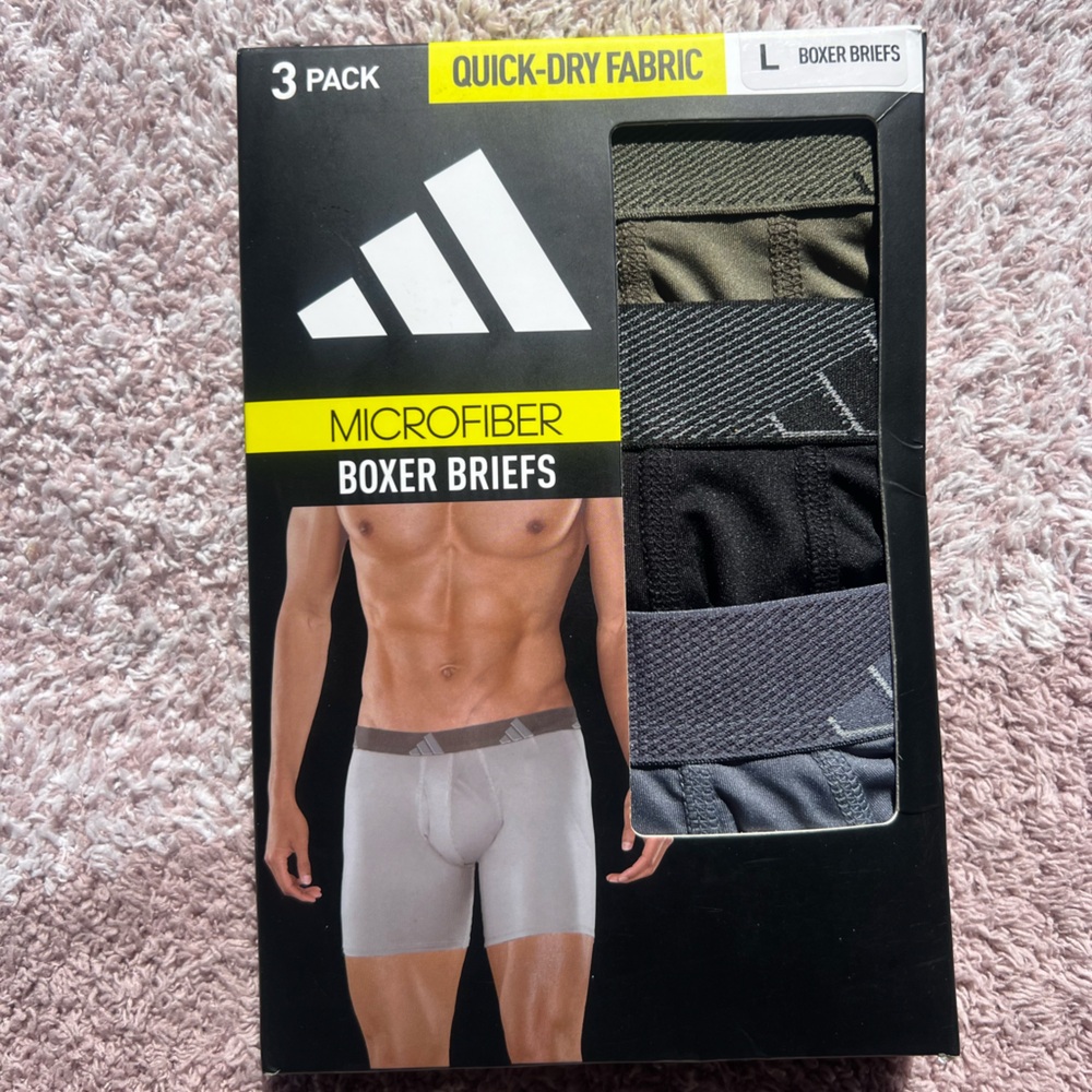 Adidas’s Men's Microfiber Boxer Briefs, 3-Pack - Black, Olive, Gray